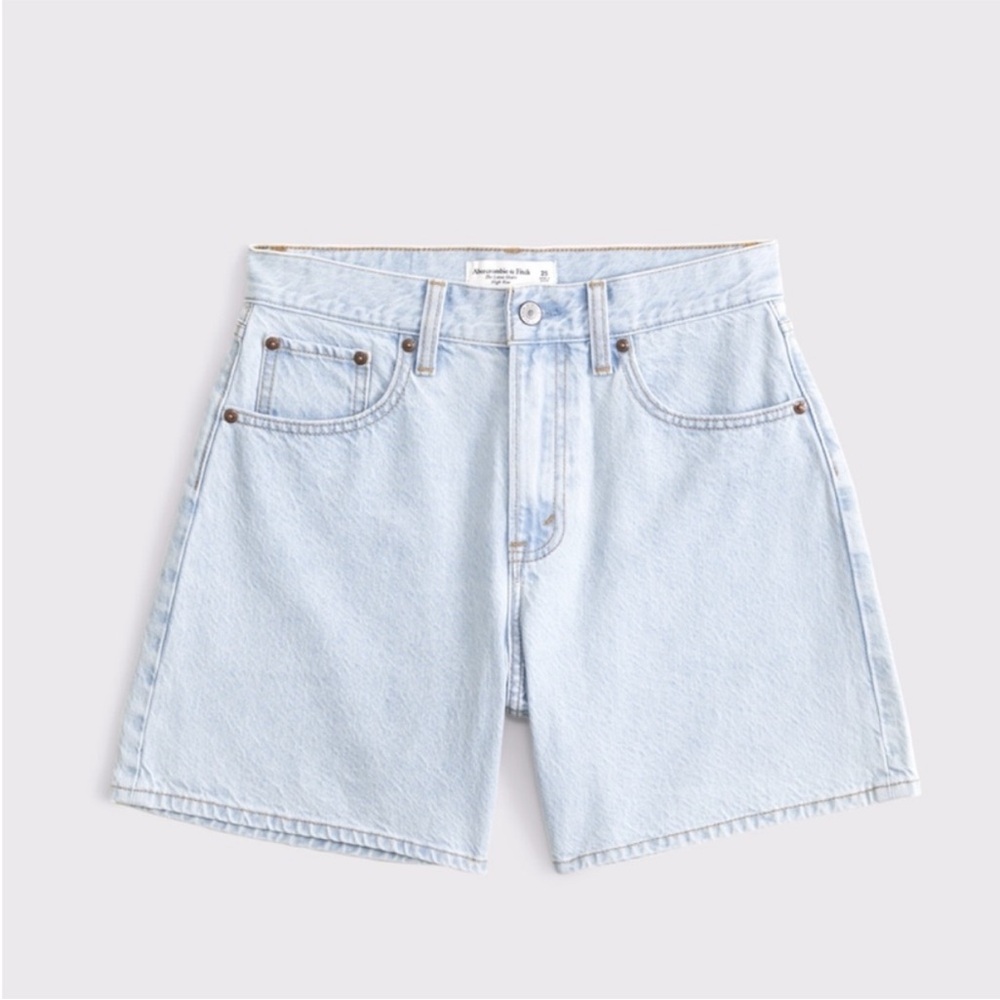 Abercrombie & Fitch Light Blue High Waist Denim Shorts